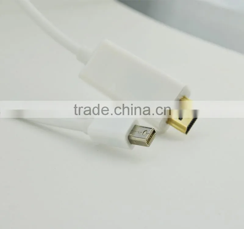 Factory price gold plated mini dp 1.2 to hdmi 1.4 cord for DVD player
