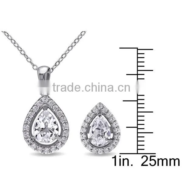 Tear Drop Sterling Silver Jewelry Earring and Pendant Set