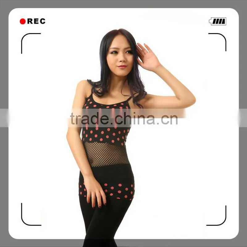Ladies seamless burnout tank top with mesh and jacquard