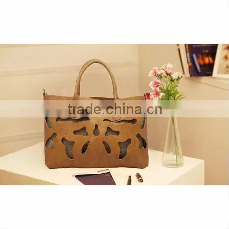 Carved senior cotton lun hollow out leather bag woman leather handbag made in china2014