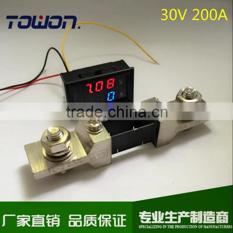 DC 4.5-30V 200A ammeter voltmeter Red&Blue Led Dual display Panel Volt Amp Combo Meter with 200A /75mv shunt