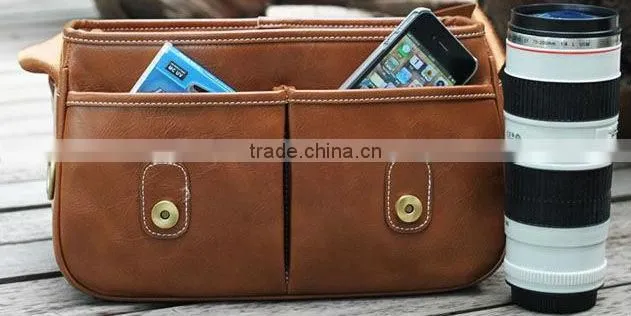 Pu leather dslr camera bag for canon nikon sony