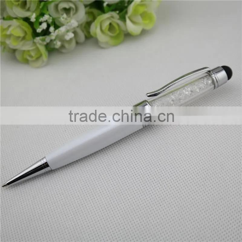 TCR-08 novelty crystal touch pen , 3 in 1 stylus pen with usb drive