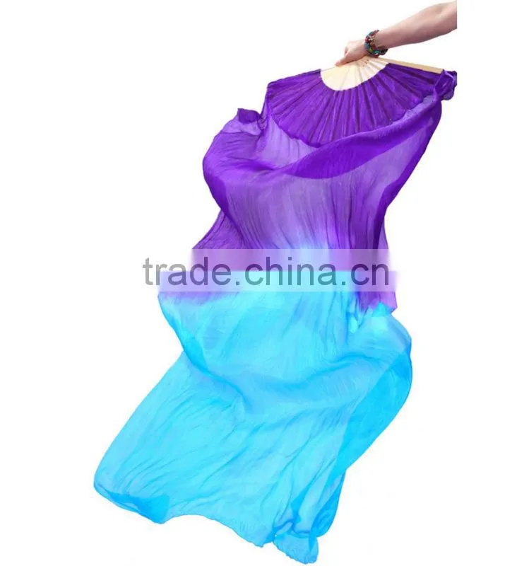 Long Silk Fabric Dancing Fans for Belly Dance
