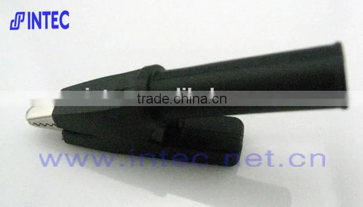Jumper Wires Alligator Crocodile Roach Test Clip Plastic Handles Crocodile clips 55mm black color I00146