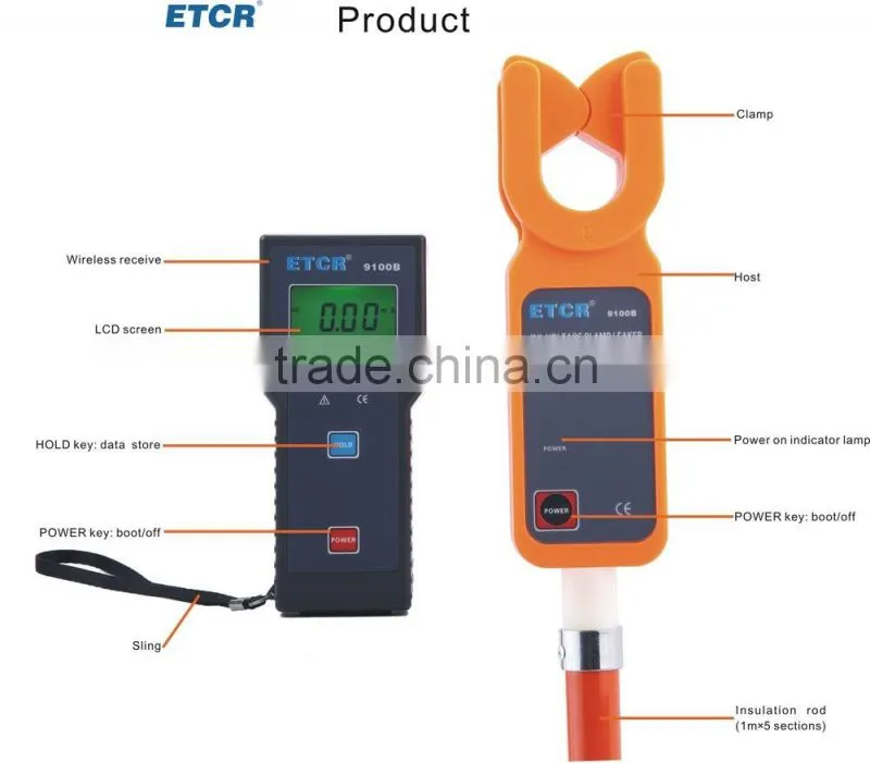 ETCR9100B Wireless H/L Voltage Clamp Leakage Meter instrument measurement