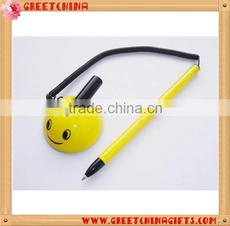 Round smile face base plastic table pen desk pen