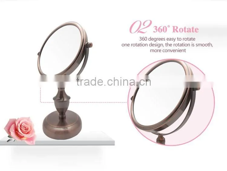 5X magnifying red bronze desktop free standing mirror
