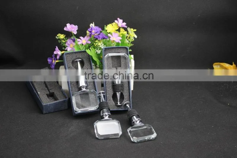 Factory directly sale best quality square cube crystal wine stopper for wedding gift