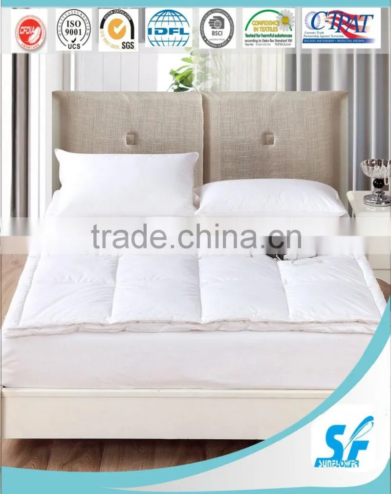 double layers goose duck feather down fill mattress pad bed topper