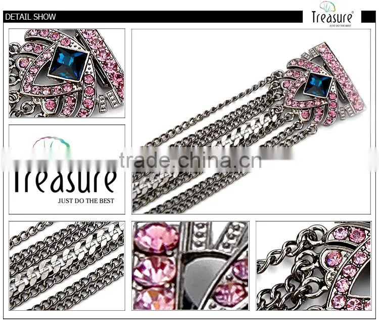 2016 Fashion new design pink rhinestone luxury alloy bracelet for elegant women wholesale