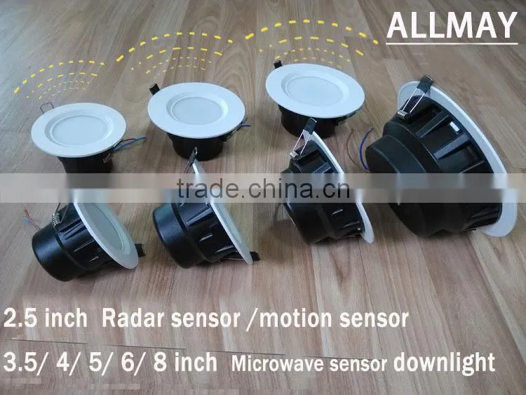Microwave radar sesnor led downlight 6inch ac110v practical hotel lighting amazon hot sale