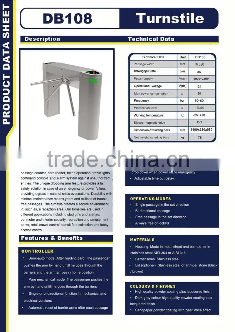 Electronic Turnstile Barrier Gate Wholesale Price Waterproof Tripod Security Turnstile