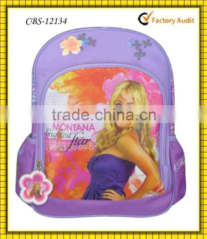 2013 Pink flower design high school girls bags