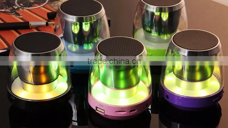 2016 Colorful Led Light Portable Mobile Phone Amplifier bluetooth Speaker With usb