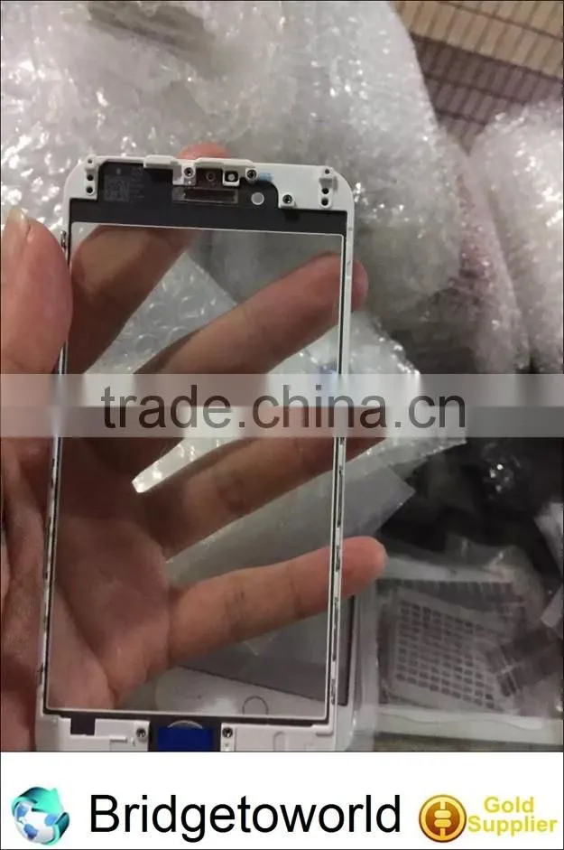 Original White Black Color New Front Panel Outer Glass Lens for iphone 6S 6S plus 4.7" 5.5'' with Frame Bezel Hot Glue