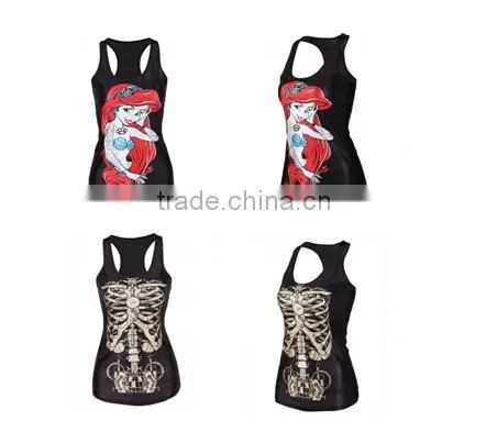 Red Hair Girl 3D Graphic Printed Women Casual Vest Camisole Top