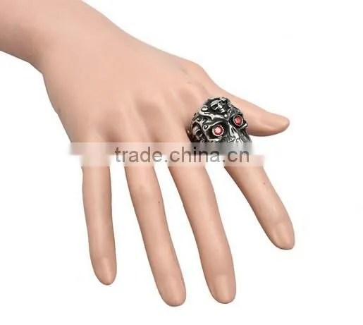 Stainless Steel Titanium Silver Men's Skull Men Cool Biker Punk Ring Retro