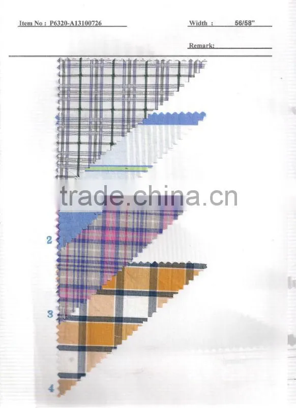 100% Cotton Yarn Dyed Shirting Fabric Textile Stock:P6320-A13100726