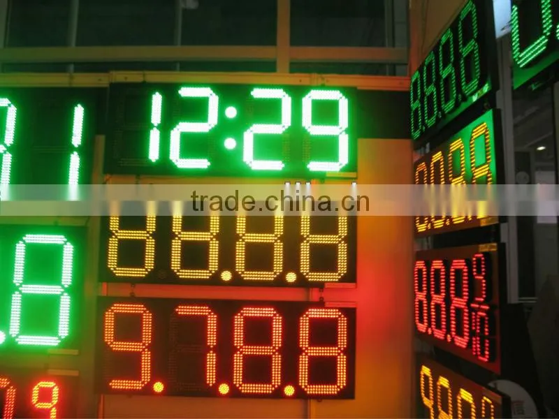 green outdoor led gas price station display