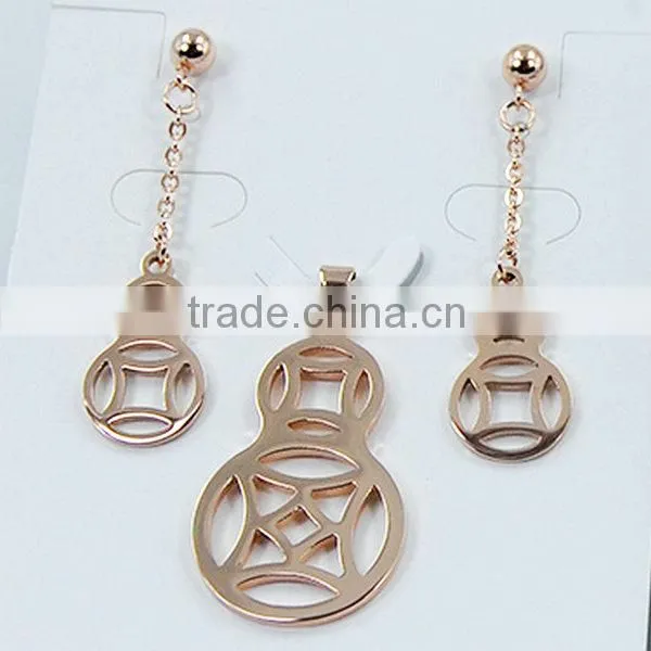 Fashion laser cut pendant Stainless steel jewelry set
