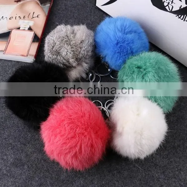 10cm Big Fur Pom Pom Keychain Rabbit Fur Keychain
