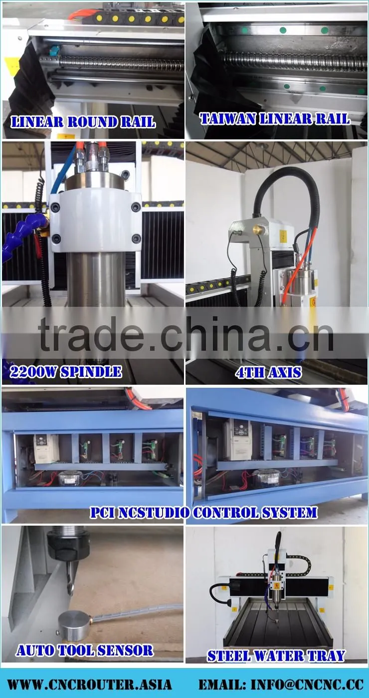 2200W NCStudio Control Small Cheap CNC Router 6090 With Stainless Steel Water Tray X(60CM)*Y(90CM)*Z(15CM) CE Approval