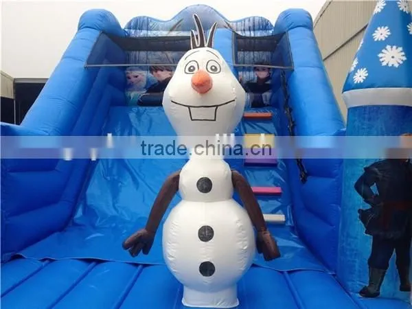 Blue color frozen inflatable slide / snow world inflatable bouncer slide