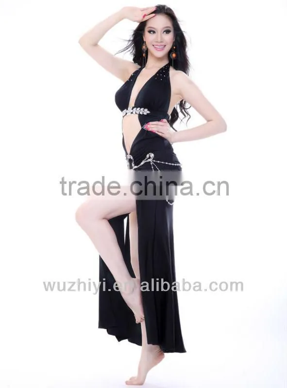 Belly Dance Costumes,Blue Silk Sexy Nice Belly Dance Wear,Belly Dance Performance Dress for Dancer (QC2115)