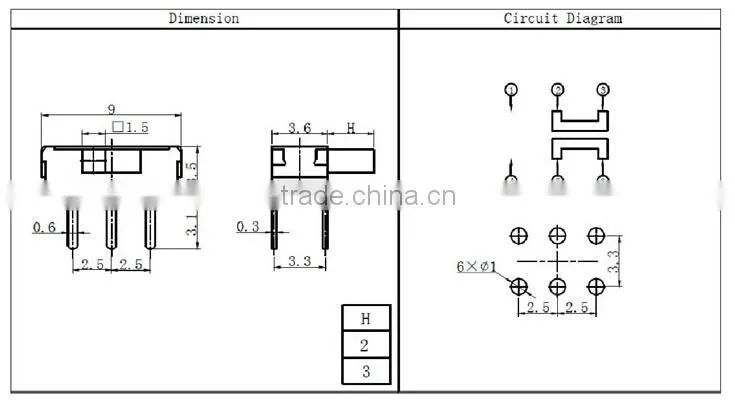SK03 miniature slide switch 12v