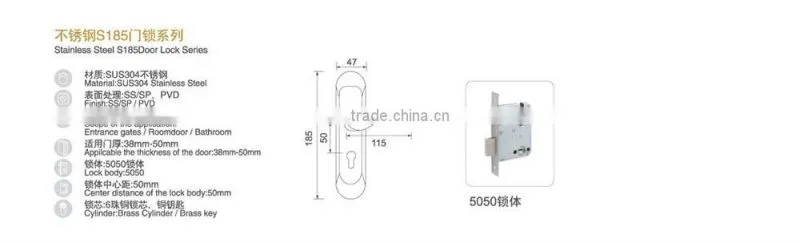 High-quality TRI-CIRCLE Stainless steel residential door locks and handles
