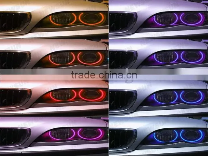 Factory cheap car lamps 12V DC high light color change 100mm RGB angel eyes with IR in auto lighting system