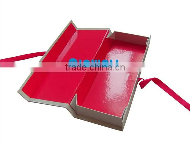 luxury custom design folded hair extension box packaging box with satin ribbon