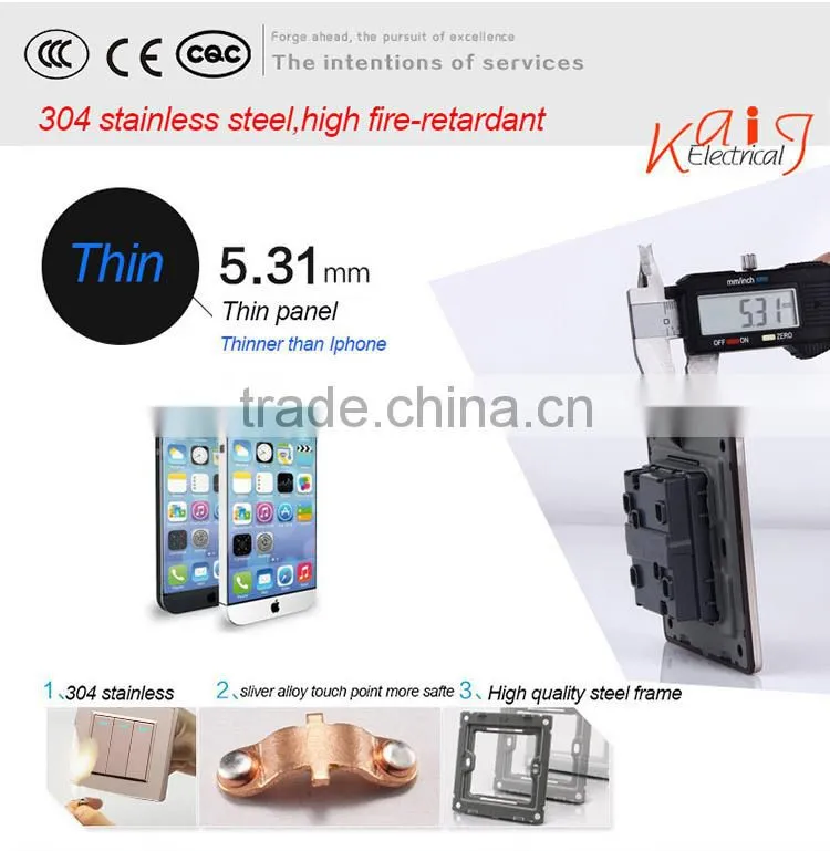 Wall mount 3 gang light switch with led indicator