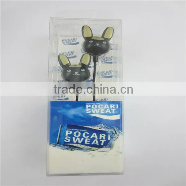 Good Sound Quality cute rabbit design in-ear music animal earbud^&earphone for promotion
