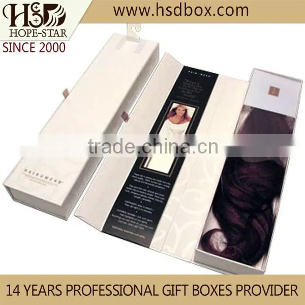 Custom clear window hair extension packaging box, paper hair extension packaging wholesale