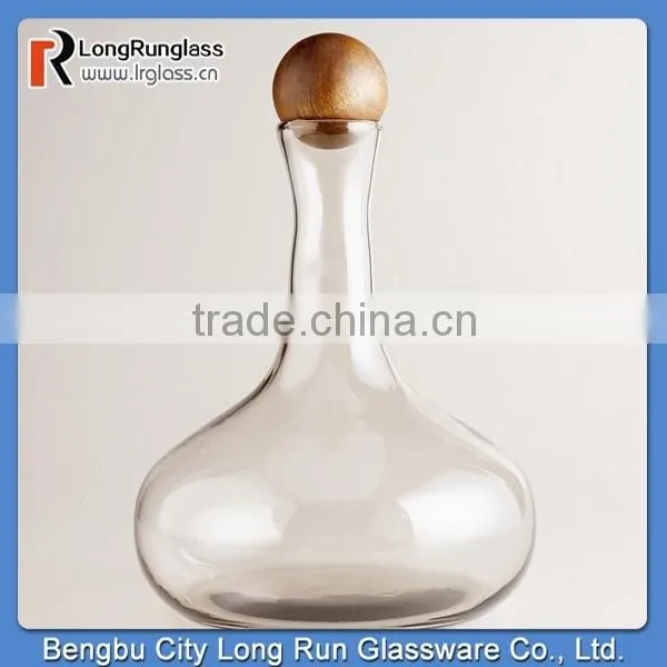 LongRun 56oz Glass Decanter with Wooden Stopper New Design Fancy Glassware Wholesale