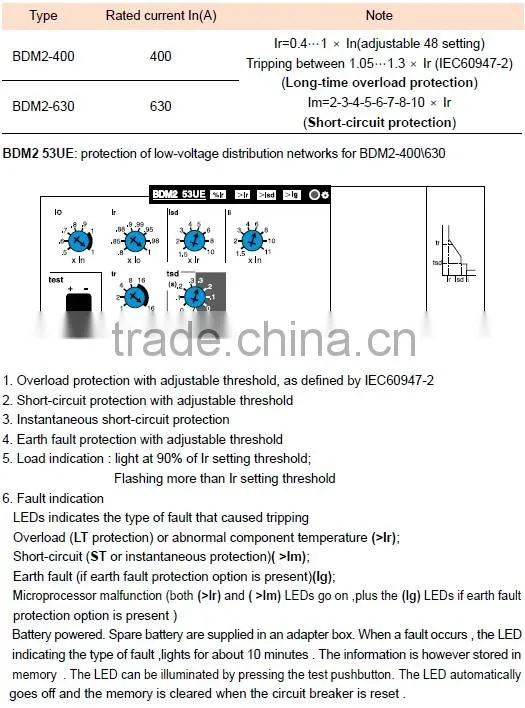 BDM2-X 3P 630A MOULDED CASE CIRCUIT BREAKER