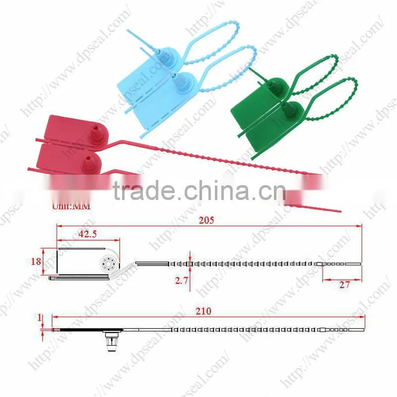 China courier security seals Alock Plastic Pull up security seals DP-210FY