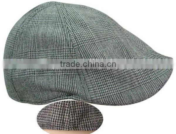 Blank Plaid Beret Cap with custom embroidery