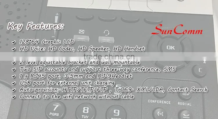 SC-2169WP with 2 SIP accounts WiFi VoIP Phone