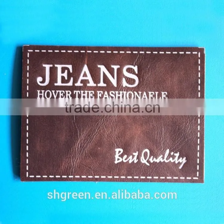 Vogue jeans true leather patch with shiny gold logo