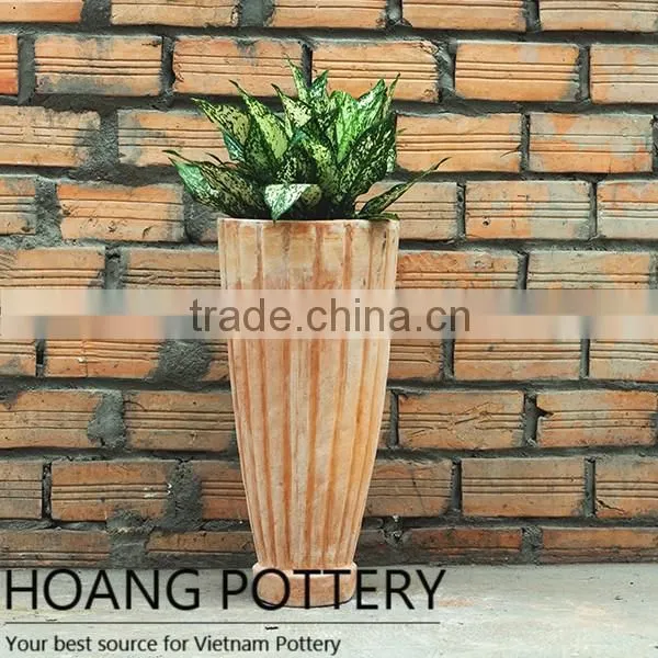 Tall Red Clay Terracotta Flower Pot - Vietnamese Ceramic