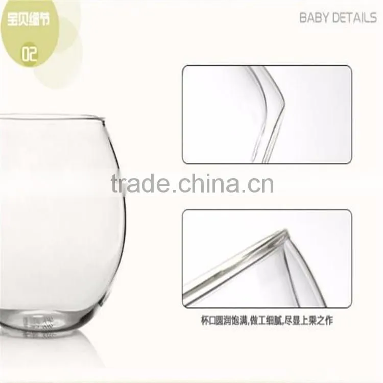 New product 400ml without handle borosilicate double wall glass ffee juice glass cup