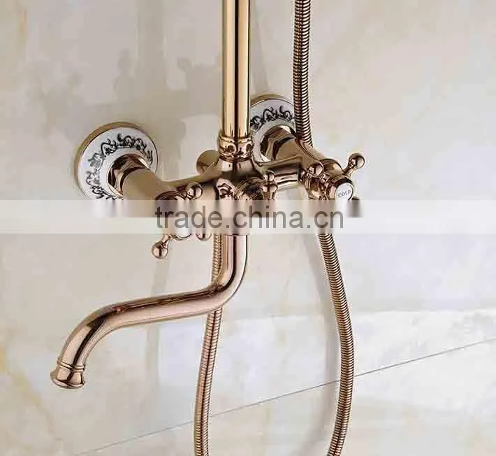 New arrival in wall rose gold rainfall shower head shower set