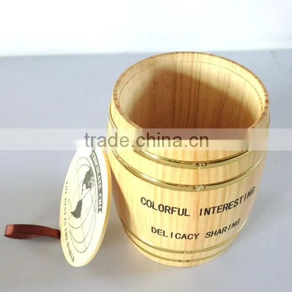 2014 Small wooden barrel with printing for tea or coffee