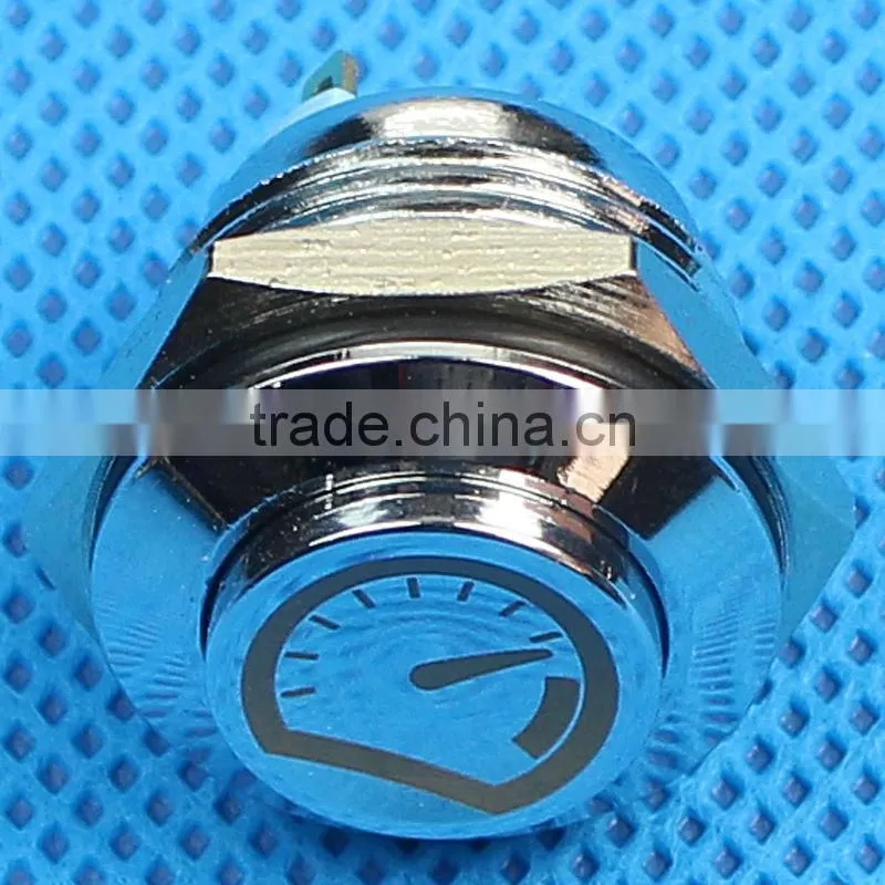16mm high round metal push button switches