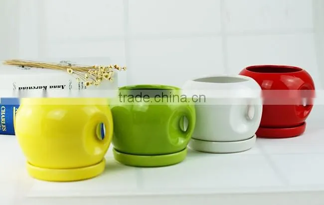 New design colorful ceramic cup shaped flower pot