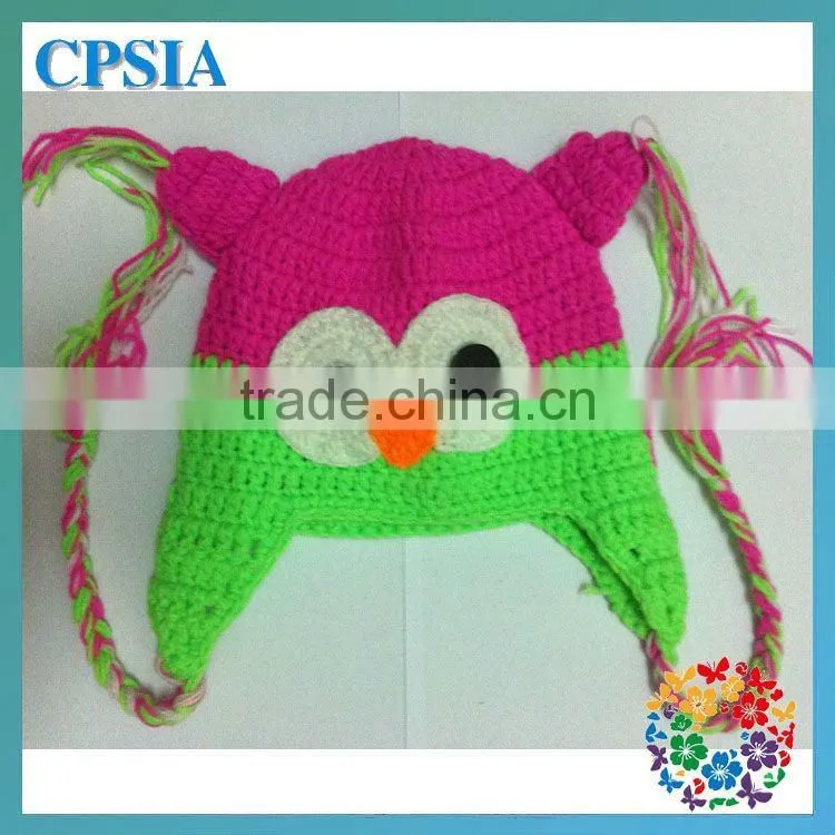 the new handmade baby hat with ears cute knitted owl pattern wool hats