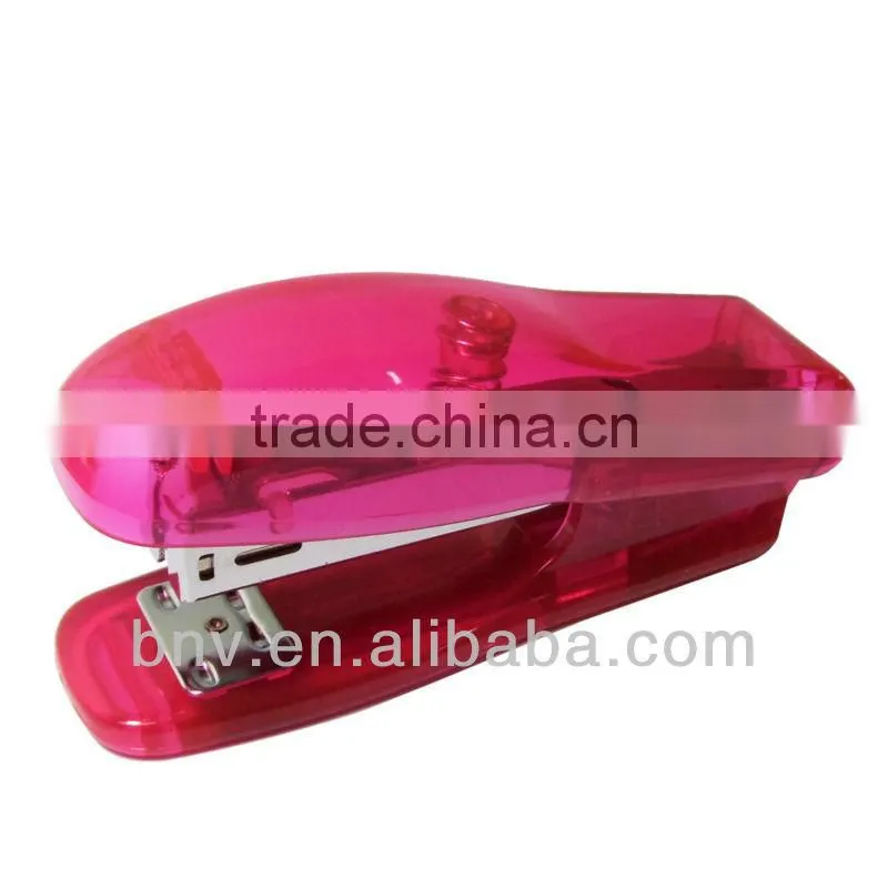 2015 transparent standard desktop plastic clear pink stapler